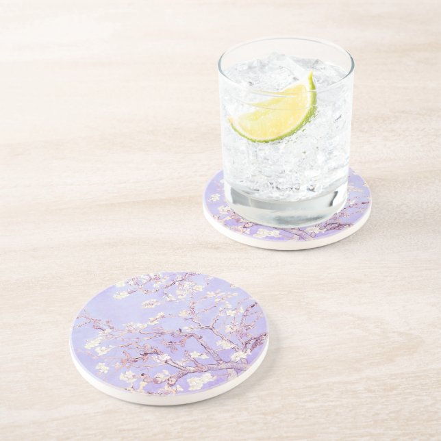 Van Gogh Almond Blossoms Lavender Sandstone Unters Getränkeuntersetzer (Seite)