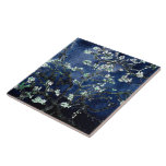 Van Gogh Almond Blossoms Midnight Blue Fliese<br><div class="desc">Künstlerin: Vincent Van Gogh Titel: Almond-Blüten ändern Farbe durch 2sweet4wordsDesigns</div>