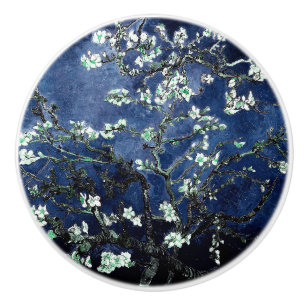 Van Gogh Almond Blossoms Midnight Blue Keramikknauf