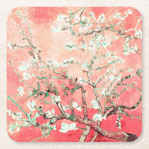 Van Gogh Almond Blossoms Peach Rechteckiger Pappuntersetzer