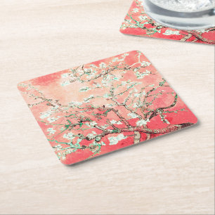 Van Gogh Almond Blossoms Peach Rechteckiger Pappuntersetzer
