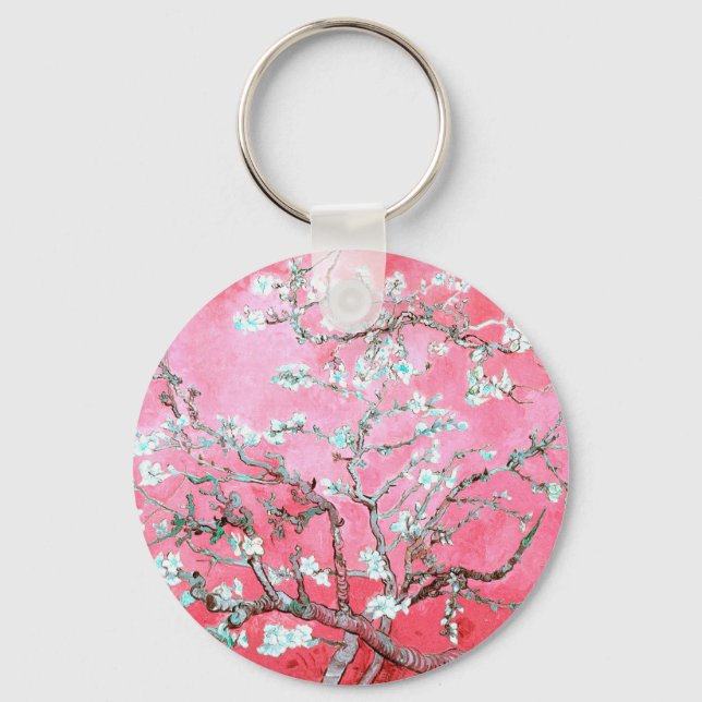 Van Gogh Almond Blossoms Pink Blau Schlüsselanhänger (Vorderseite)