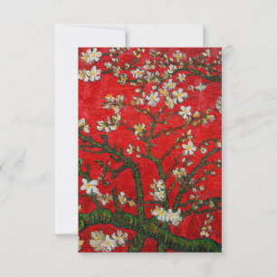 Van Gogh Almond Blossoms Red Card