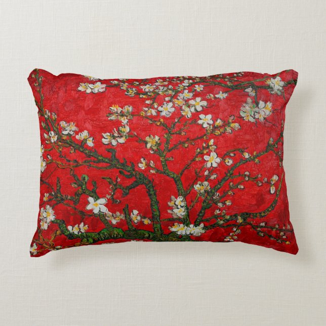 Van Gogh Almond Blossoms Red Dekokissen (Vorderseite)