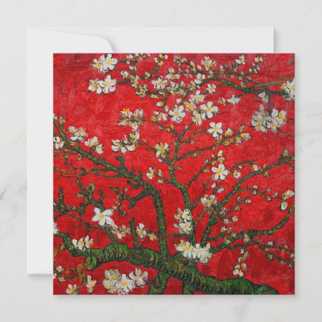 Van Gogh Almond Blossoms Red Einladung (Vorderseite)