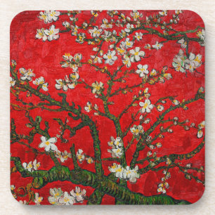 Van Gogh Almond Blossoms Red Getränkeuntersetzer