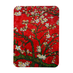 Van Gogh Almond Blossoms Red Magnet