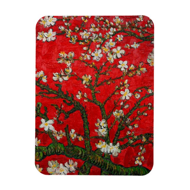 Van Gogh Almond Blossoms Red Magnet (Vertikal)