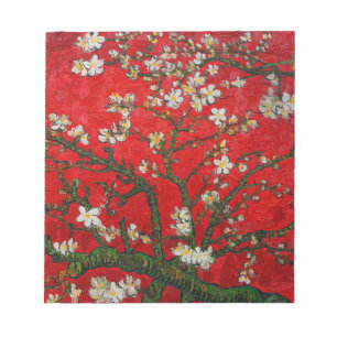 Van Gogh Almond Blossoms Red Notizblock