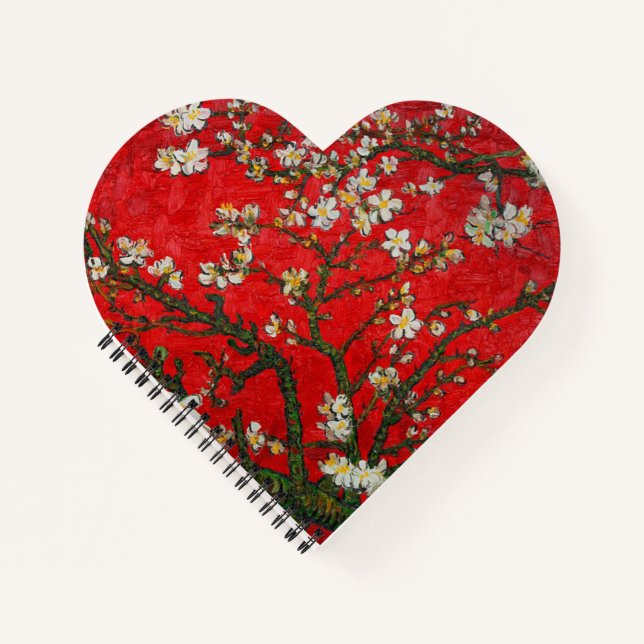 Van Gogh Almond Blossoms Red Notizbuch (Vorderseite)