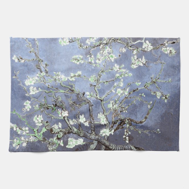 Van Gogh Almond Blossoms Steel Blue Geschirrtuch (Horizontal)