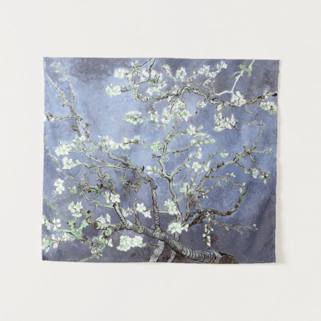 Van Gogh Almond Blossoms Steel Blue Wandteppich (Vorderseite (Horizontal))