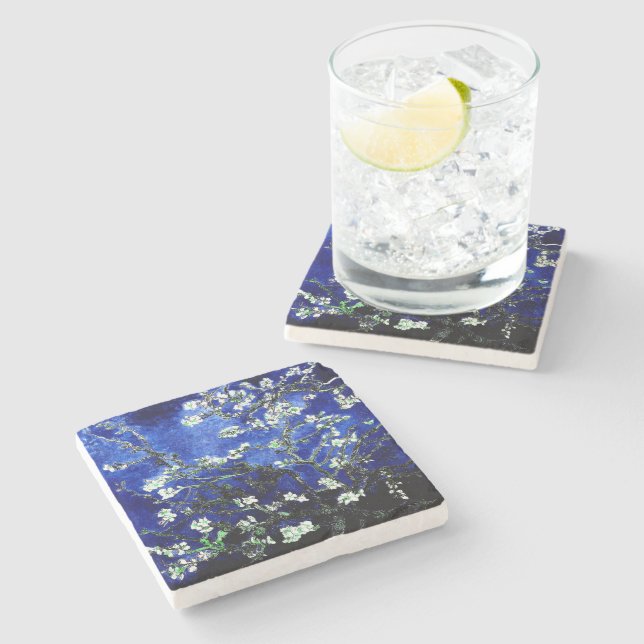 Van Gogh Almond blüht grüner Untersetzer (Seitenansicht)