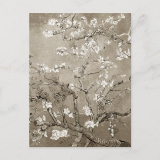 Van Gogh Almond Branches in Bloom - Sepia Postkarte