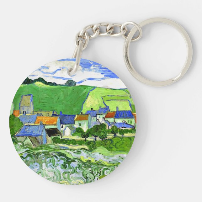 Van Gogh - Ansicht von Auvers Schlüsselanhänger (Rückseite)