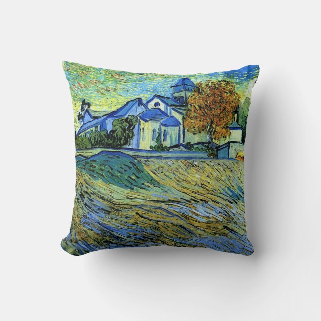 Van Gogh - Aussicht auf die Kirche St. Paul, Kissen (Vorderseite)