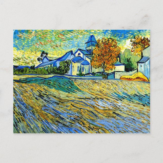 Van Gogh - Aussicht auf die Kirche von Saint Paul Postkarte (Vorderseite)