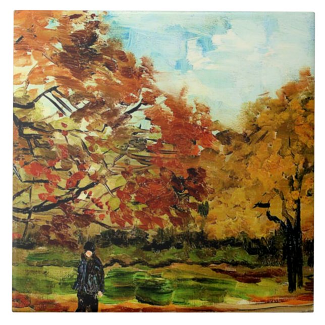 Van Gogh - Aussicht auf einen Park in Paris Fliese (Vorderseite)