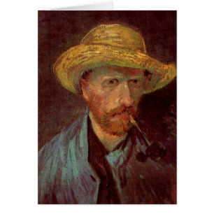Van Gogh Autoportrait avec Casquette paille et tuy