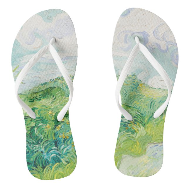 Van Gogh. Auvers für grüne Weizenfelder. Impressio Flip Flops (Fußbett)