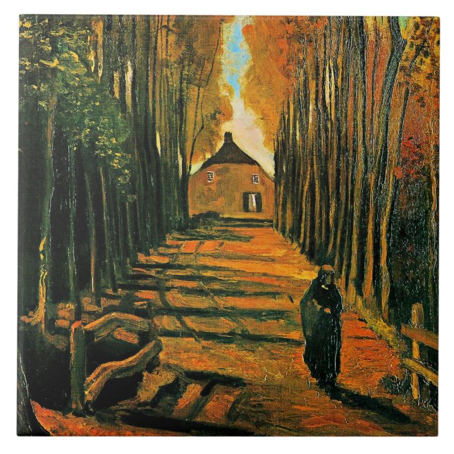 Van Gogh, Avenue of Poplars at Sunset, Fliese (Vorderseite)