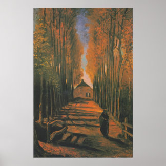 Van Gogh Avenue of Poplars in Herbstmalerei Poster