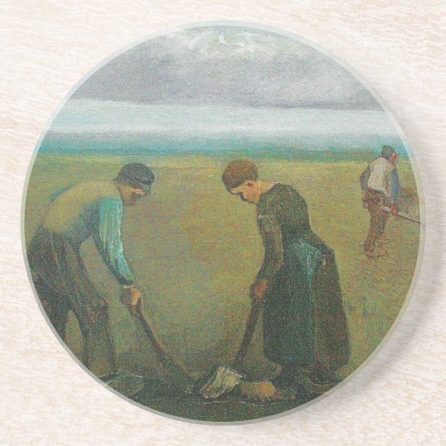 Van Gogh Bauern oder Bauern, die Kartoffeln Sandstein Untersetzer (Vorne)