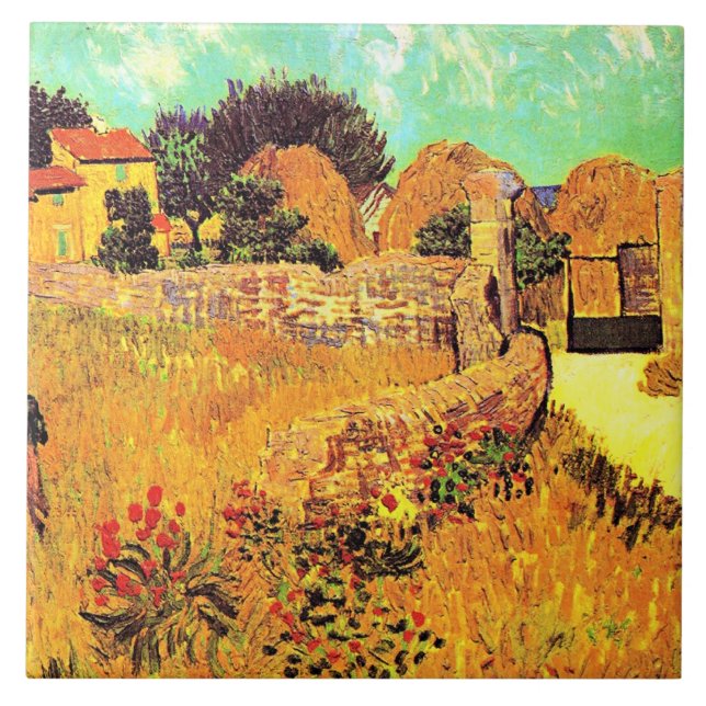 Van Gogh - Bauernhof in der Provence Fliese (Vorderseite)