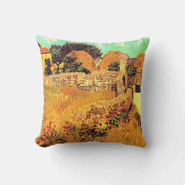 Van Gogh - Bauernhof in der Provence Kissen (Vorderseite)