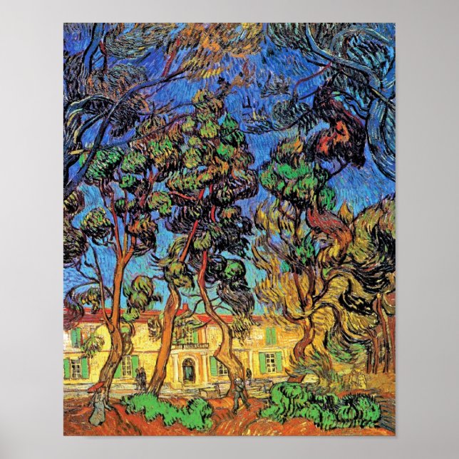 Van Gogh - Bäume im Garten des St. Paul Hospital Poster (Vorne)