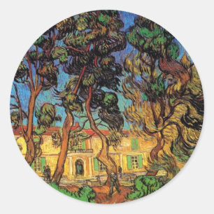 Van Gogh Bäume im Garten, Krankenhaus Saint-Paul Runder Aufkleber