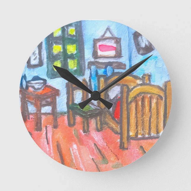 Van Gogh Bedroom mini  Runde Wanduhr (Vorderseite)