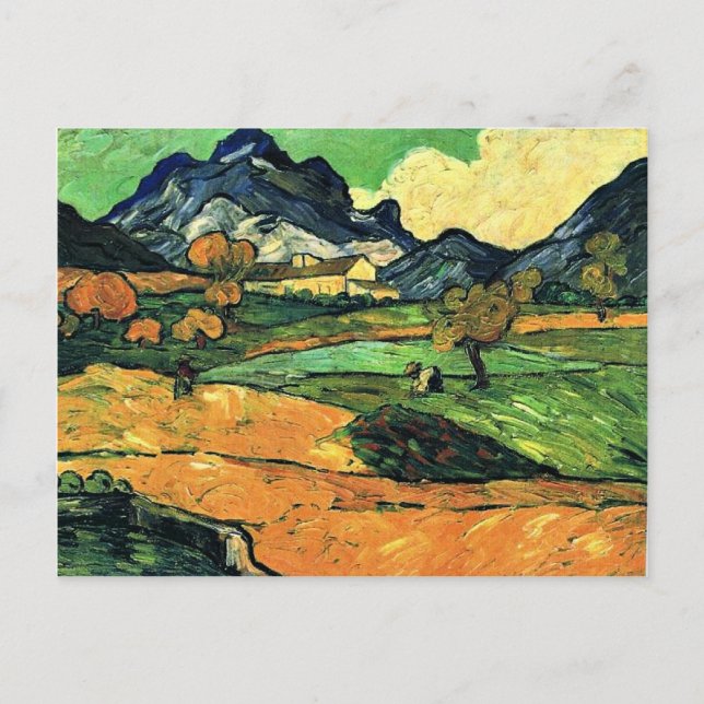 Van Gogh - Berg Gaussier mit Mas de Saint-Paul Postkarte (Vorderseite)