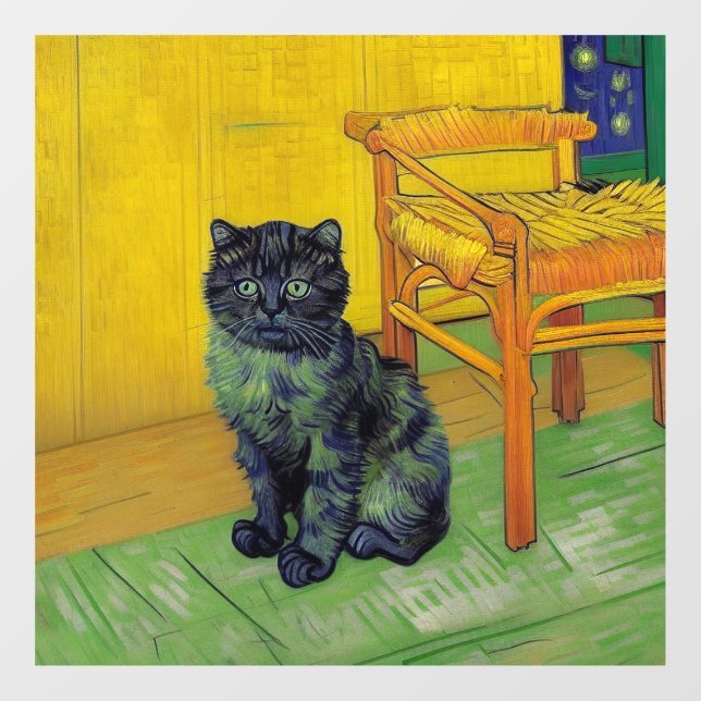 Van Gogh Black Cat Fensteraufkleber (Blatt)