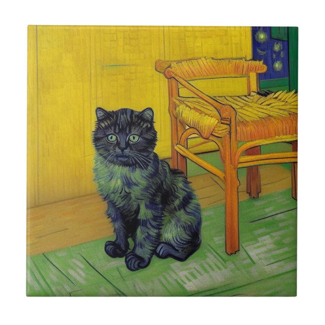 Van Gogh Black Cat Fliese (Vorderseite)