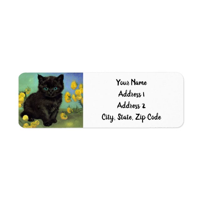 Van Gogh Black Cat Gelbe Blumen (Vorne)