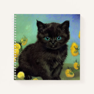Van Gogh Black Cat Gelbe Blumen Notizbuch
