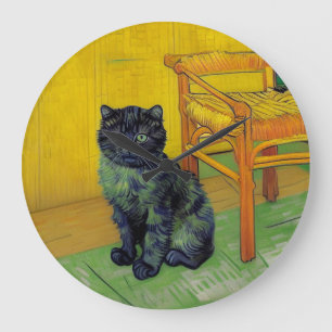 Van Gogh Black Cat Große Wanduhr