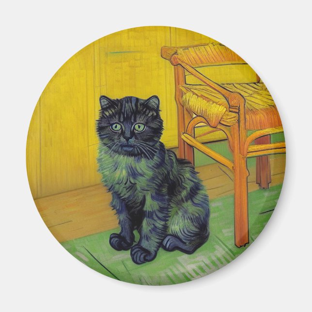 Van Gogh Black Cat Magnet (Vorne)