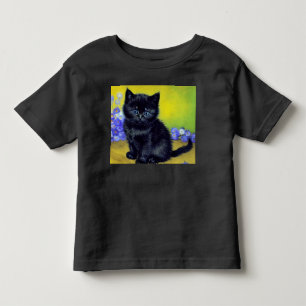Van Gogh Black Cat Purple Flowers Kleinkind T-shirt