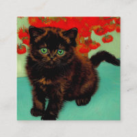 Van Gogh Black Cat Red Blume