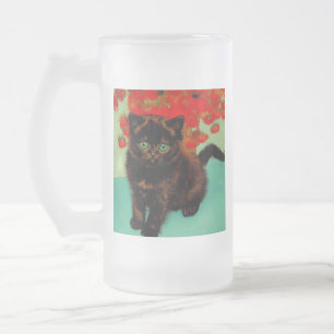 Van Gogh Black Cat Red Blume Mattglas Bierglas