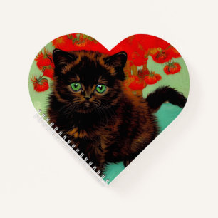 Van Gogh Black Cat Red Blume Notizbuch