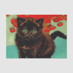 Van Gogh Black Cat Red Blume Seidenpapier