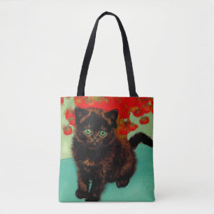 Van Gogh Black Cat Red Blume Tasche