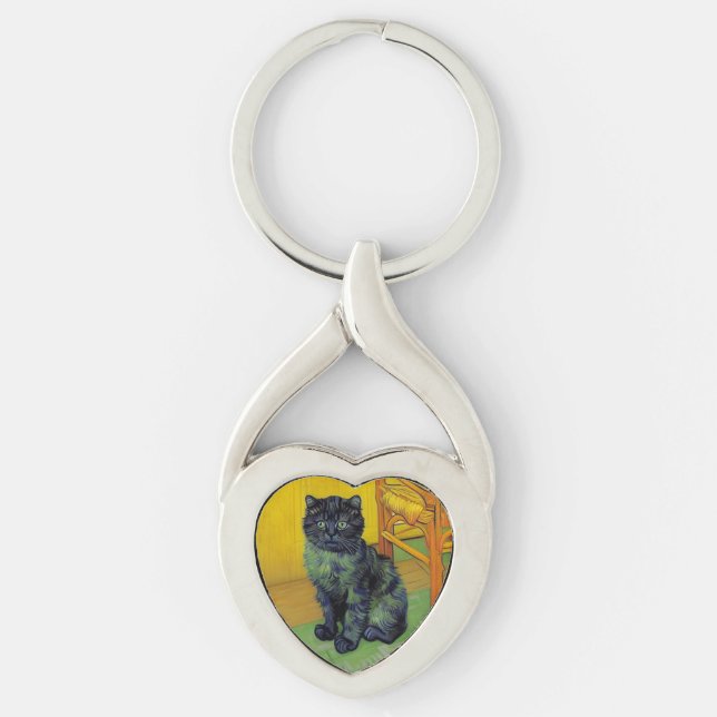 Van Gogh Black Cat Schlüsselanhänger (Vorderseite)