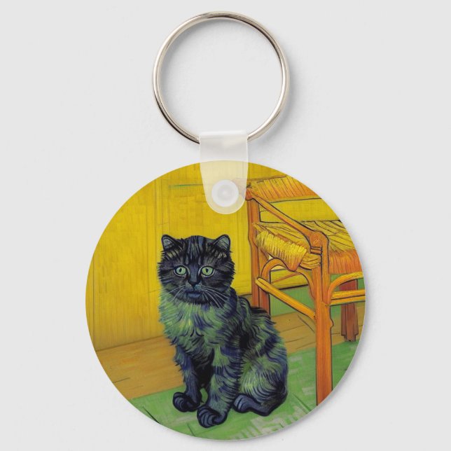 Van Gogh Black Cat Schlüsselanhänger (Vorderseite)