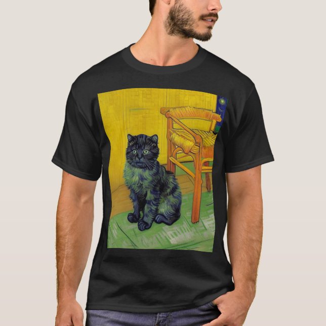 Van Gogh Black Cat T-Shirt (Vorderseite)