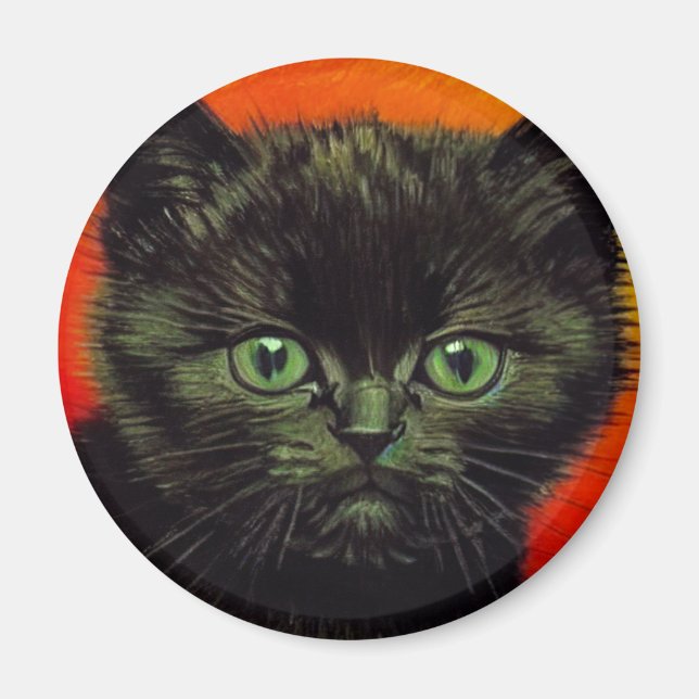 Van Gogh Black Kitten Magnet (Vorne)