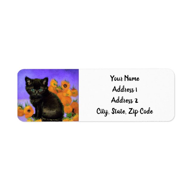 Van Gogh Black Kitten mit Sonnenblumen (Vorne)